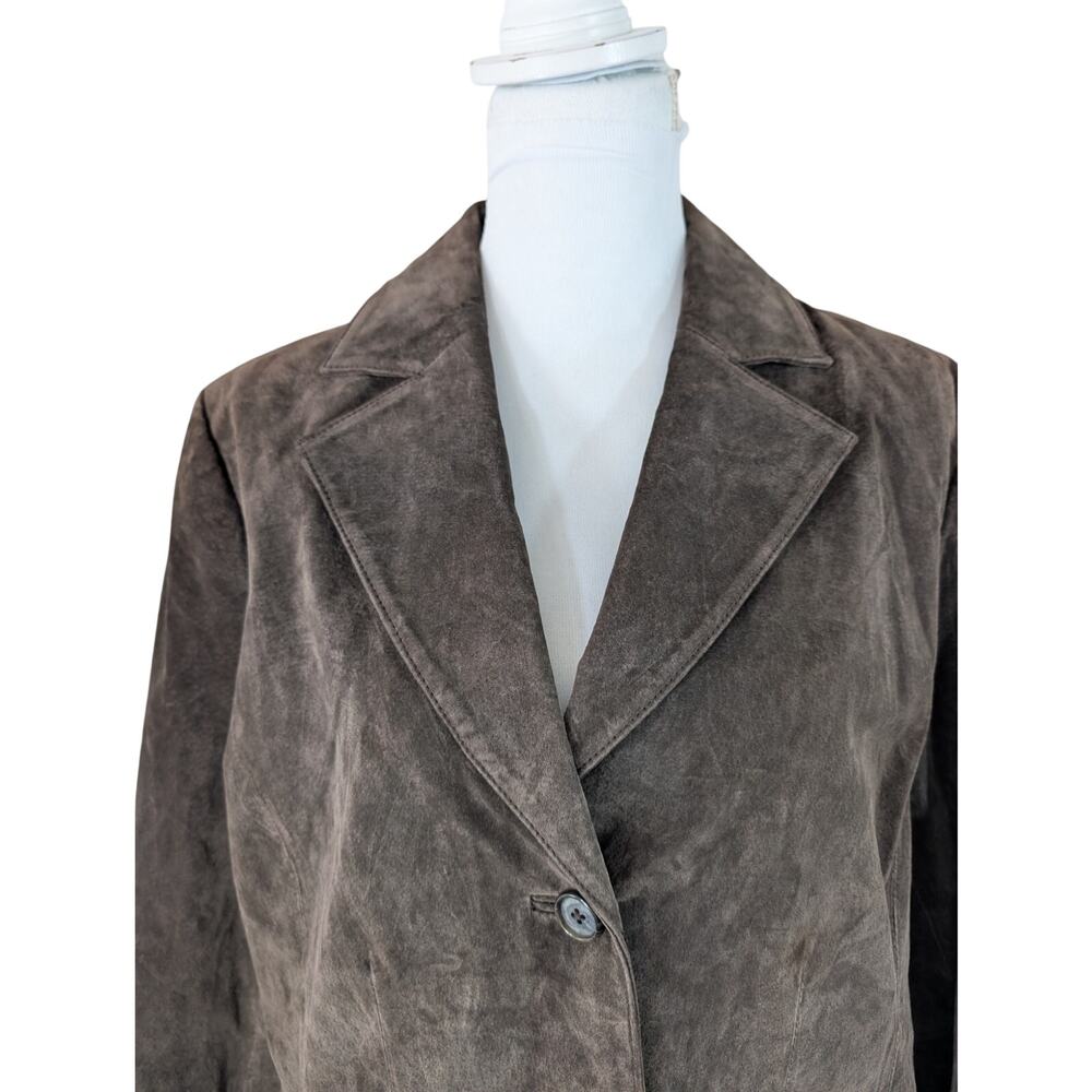 STYLE & CO.! DEEP COCOA BROWN GENUINE SUEDE LEATHER TAILORED JACKET, COAT! SZ XL - Picture 7 of 14